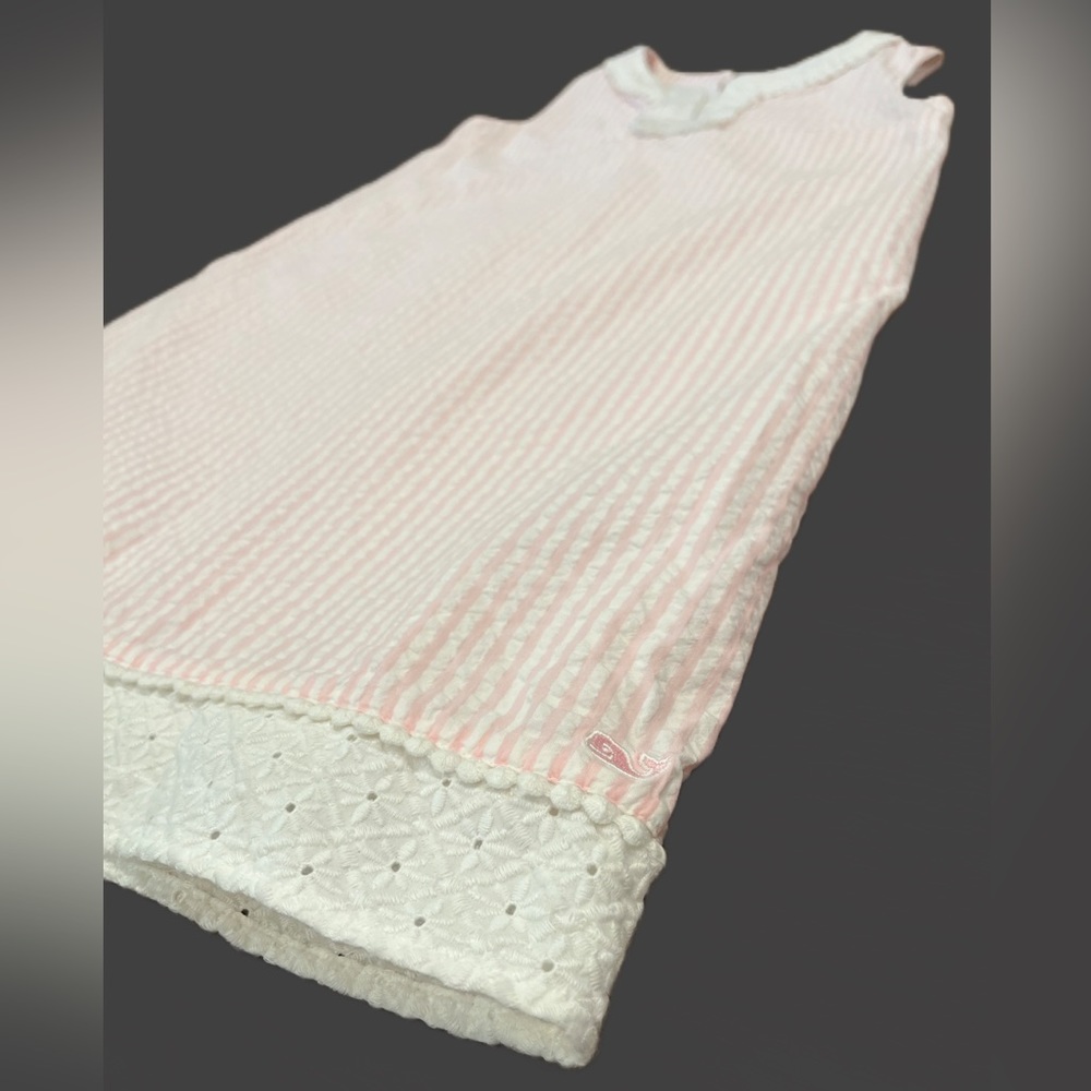 💖 Vineyard Vines Girls Seersucker Dress | Sleeveless | Pink and White | Size 10 - Picture 3 of 11
